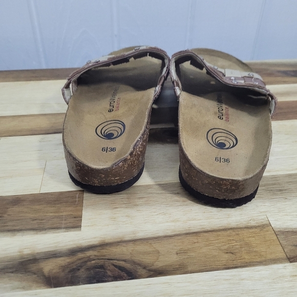 Euro Wellness Balance Womens Sandals 36 US Size 6 Tan & Cream with Rhinestones - Picture 5 of 8